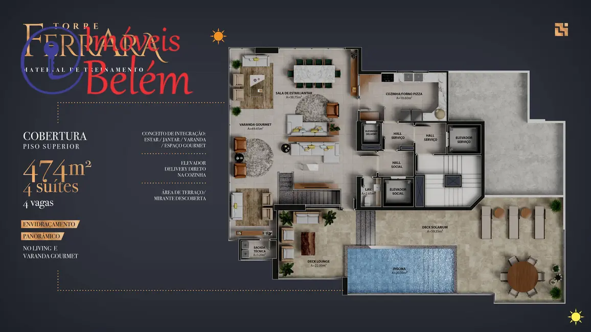 Apartamento com 4 quartos à venda, 260m2 em Umarizal, Belem - PA - imagem 3 Foto 3 de Apartamento com 4 quartos à venda, 260m2 em Umarizal, Belem - PA