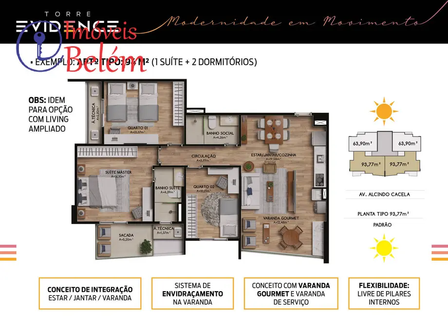 Foto 9 de Apartamento com 3 quartos à venda, 94m2 em Cremação, Belem - PA