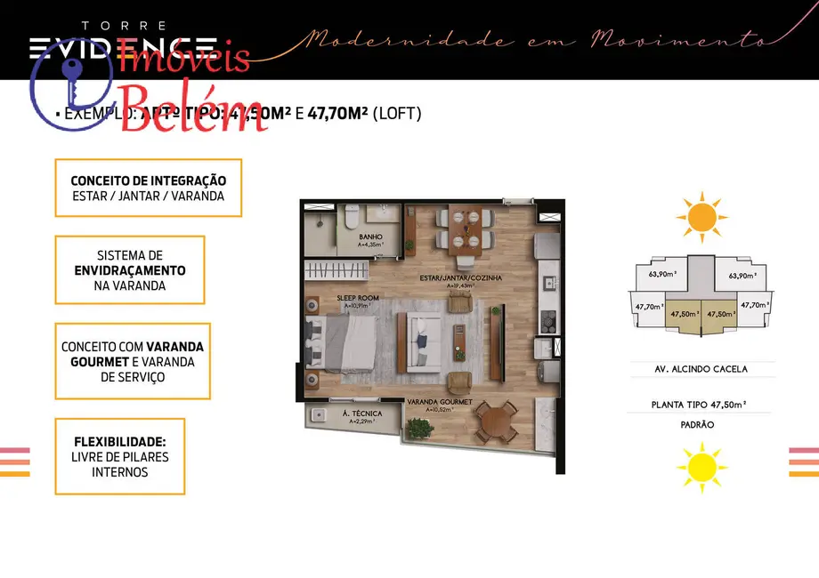 Foto 7 de Apartamento com 3 quartos à venda, 94m2 em Cremação, Belem - PA