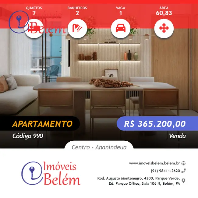 Foto 1 de Apartamento com 2 quartos à venda, 61m2 em Centro, Ananindeua - PA