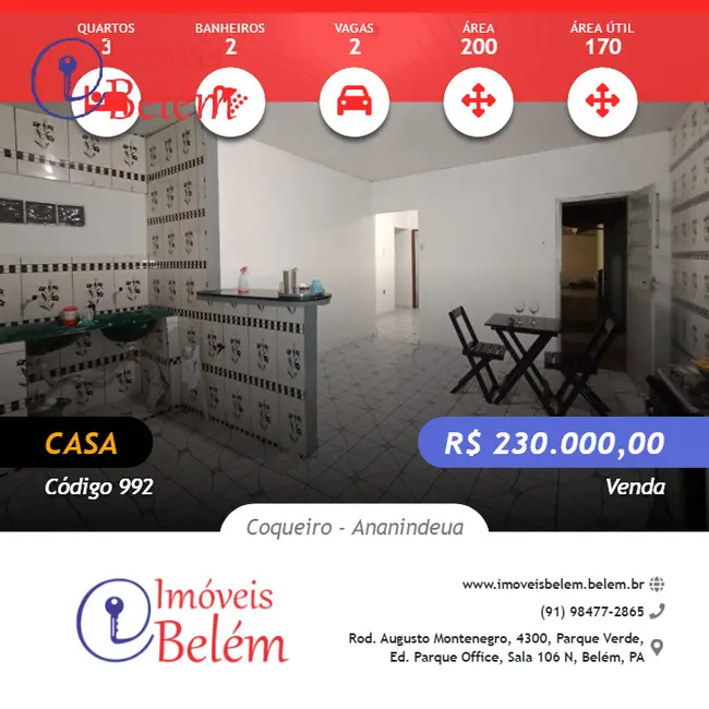 Foto 1 de Casa com 3 quartos à venda, 170m2 em Coqueiro, Ananindeua - PA