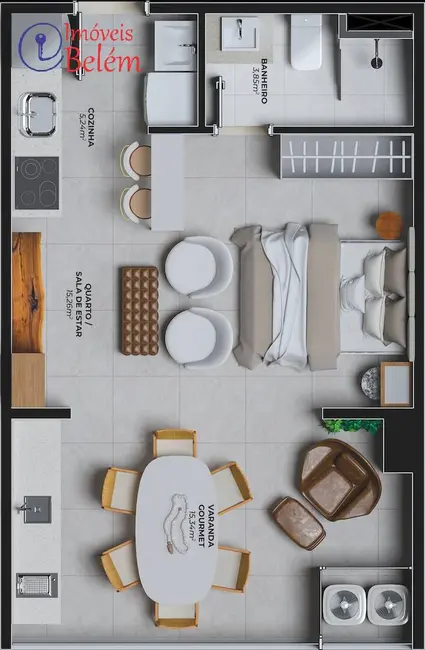 Foto 6 de Apartamento com 1 quarto à venda, 39m2 em Umarizal, Belem - PA