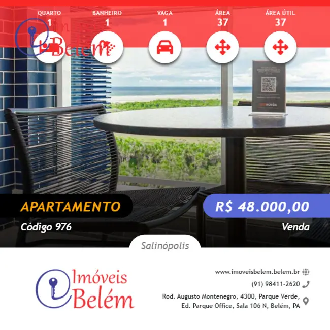 Foto 1 de Apartamento com 1 quarto à venda, 37m2 em Salinopolis, PA