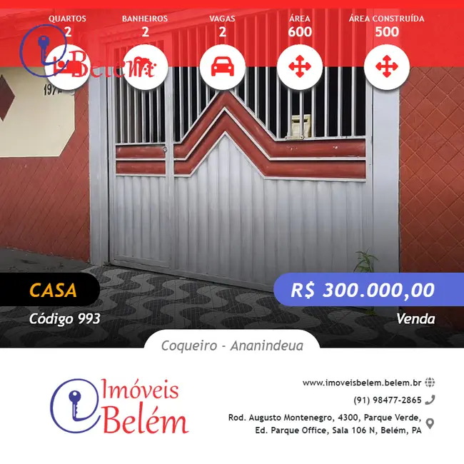 Foto 1 de Casa com 2 quartos à venda, 600m2 em Coqueiro, Ananindeua - PA