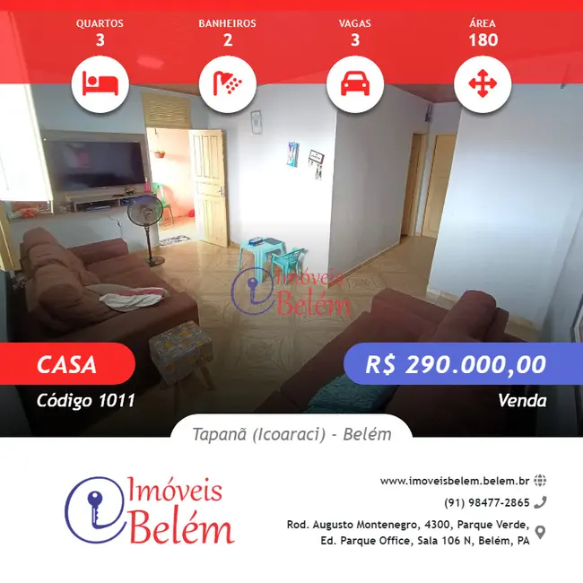 Foto 1 de Casa com 3 quartos à venda, 100m2 em Tapanã (Icoaraci), Belem - PA