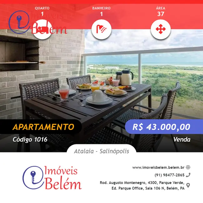 Apartamento com 1 quarto à venda, 37m2 em Salinopolis - PA - imagem 1 Foto 1 de Apartamento com 1 quarto à venda, 37m2 em Salinopolis - PA