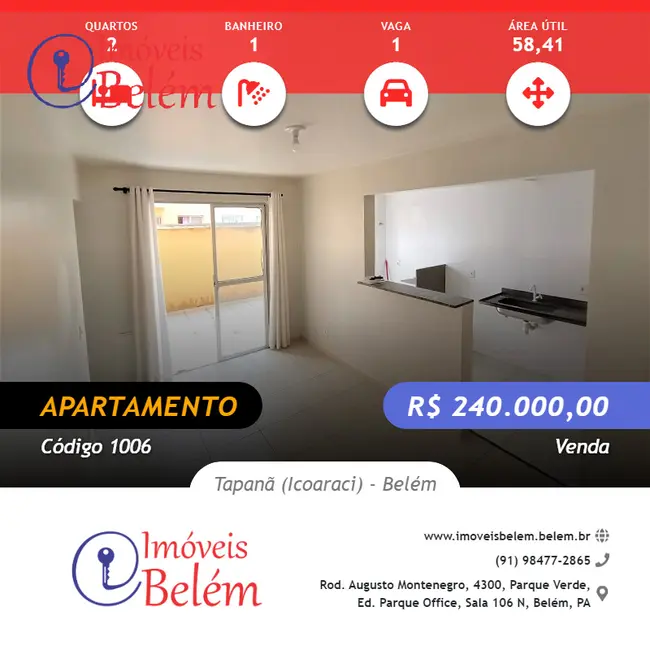 Foto 1 de Apartamento com 2 quartos à venda, 58m2 em Tapanã (Icoaraci), Belem - PA