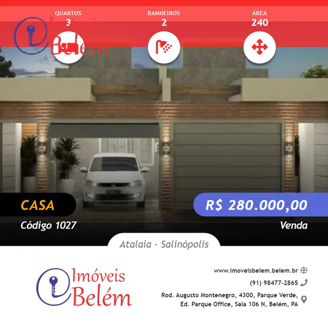 Casa com 3 quartos à venda, 240m2 em Salinopolis - PA - imagem 1 Foto 1 de Casa com 3 quartos à venda, 240m2 em Salinopolis - PA