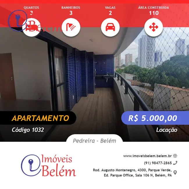 Foto 1 de Apartamento com 3 quartos para alugar, 110m2 em Pedreira, Belem - PA