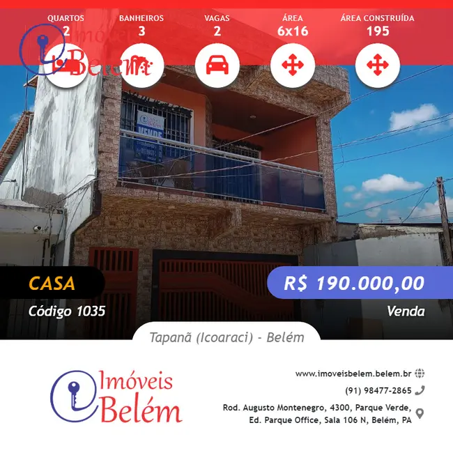Foto 1 de Casa com 2 quartos à venda, 150m2 em Tapanã (Icoaraci), Belem - PA