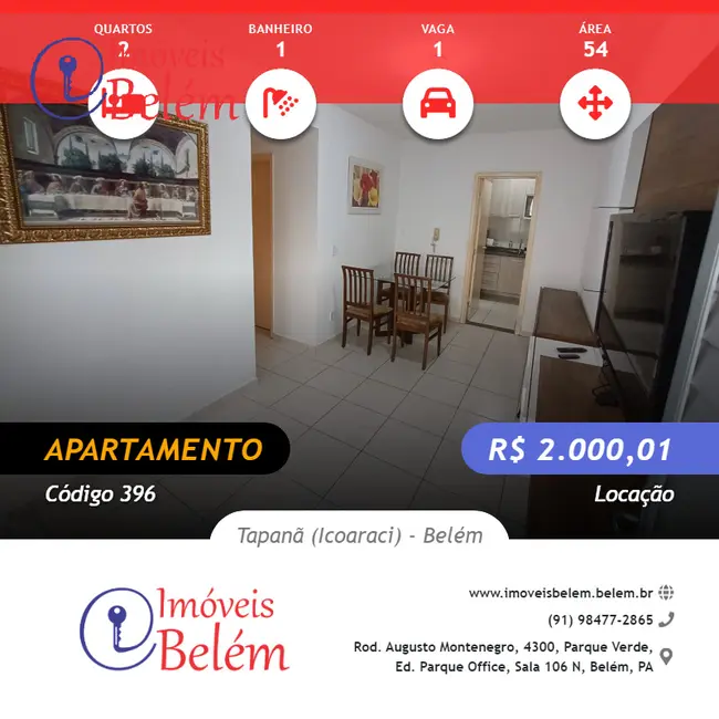 Foto 1 de Apartamento com 2 quartos para alugar, 54m2 em Tapanã (Icoaraci), Belem - PA