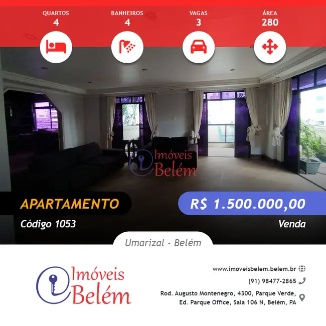 Foto 1 de Apartamento com 4 quartos à venda, 280m2 em Umarizal, Belem - PA