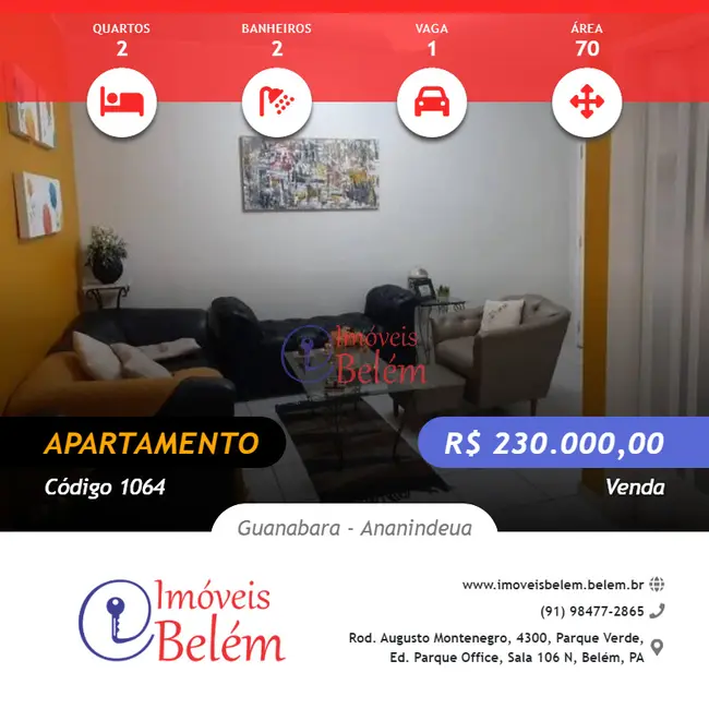 Foto 1 de Apartamento com 2 quartos à venda, 70m2 em Guanabara, Ananindeua - PA
