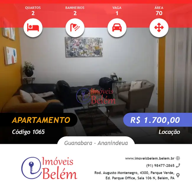Foto 1 de Apartamento com 2 quartos para alugar, 70m2 em Guanabara, Ananindeua - PA