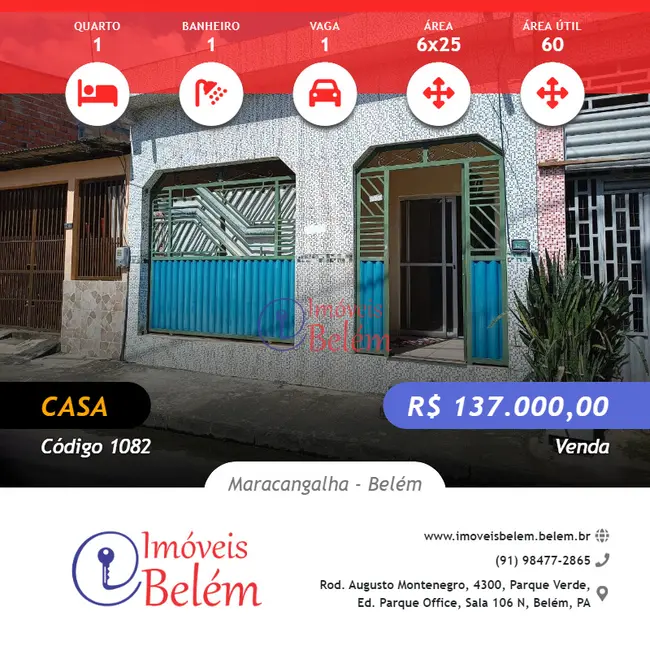 Foto 1 de Casa com 1 quarto à venda, 60m2 em Maracangalha, Belem - PA