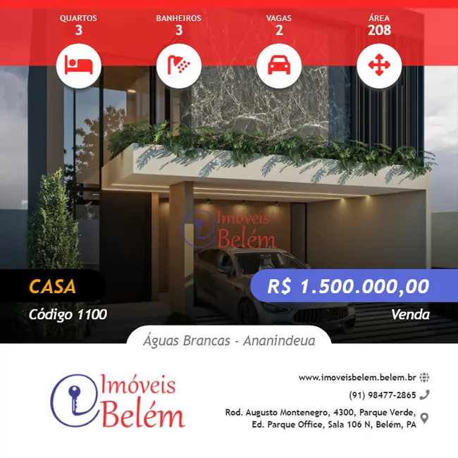 Foto 1 de Casa com 3 quartos à venda, 208m2 em Águas Brancas, Ananindeua - PA