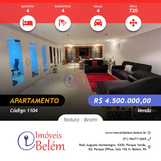 Foto 1 de Apartamento com 4 quartos à venda, 720m2 em Reduto, Belem - PA