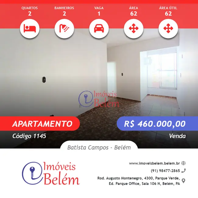 Foto 1 de Apartamento com 2 quartos à venda, 62m2 em Batista Campos, Belem - PA