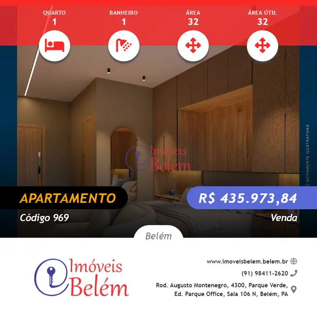 Foto 1 de Apartamento com 1 quarto à venda, 32m2 em Umarizal, Belem - PA