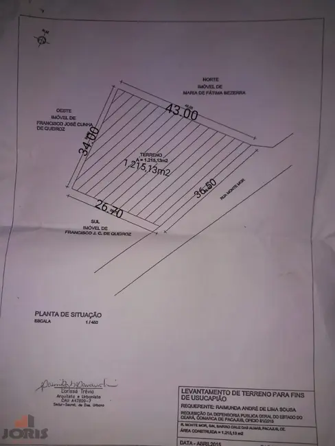 Terreno / Lote à venda, 1213m2 em Centro, Pacajus - CE - imagem 1 Foto 1 de Terreno / Lote à venda, 1213m2 em Centro, Pacajus - CE