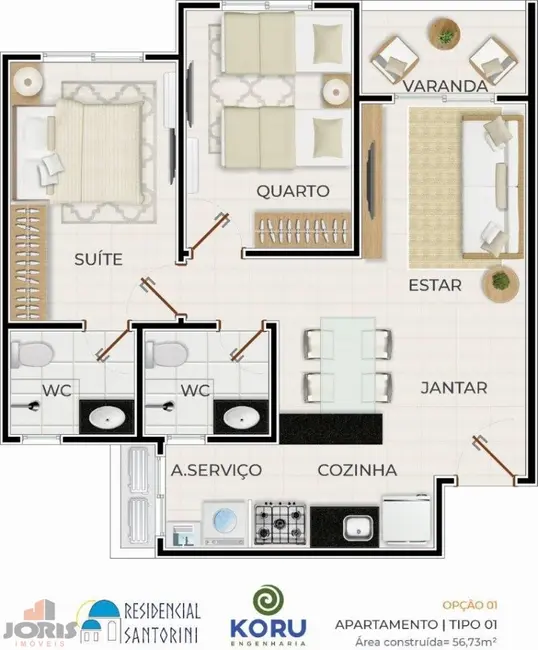 Apartamento com 3 quartos à venda, 66m2 em Padre Romualdo, Caucaia - CE - imagem 7 Foto 7 de Apartamento com 3 quartos à venda, 66m2 em Padre Romualdo, Caucaia - CE