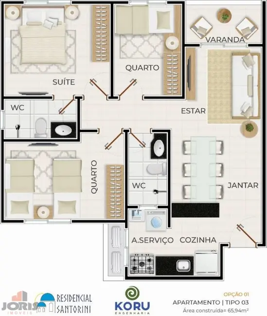 Apartamento com 3 quartos à venda, 66m2 em Padre Romualdo, Caucaia - CE - imagem 3 Foto 3 de Apartamento com 3 quartos à venda, 66m2 em Padre Romualdo, Caucaia - CE