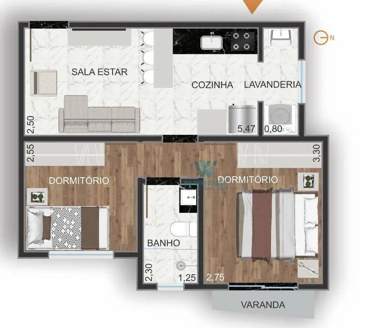 Foto 5 de Apartamento com 2 quartos à venda, 43m2 em Jardim Quisisana, Pocos De Caldas - MG