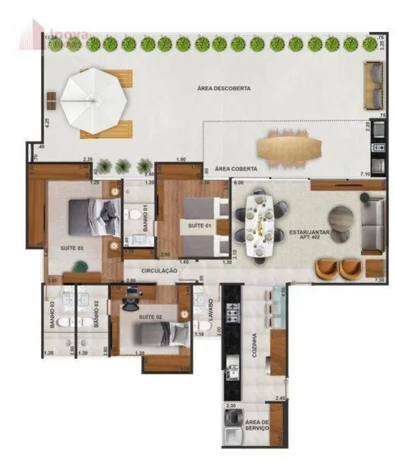 Foto 3 de Apartamento com 3 quartos à venda, 170m2 em São Mateus, Juiz De Fora - MG