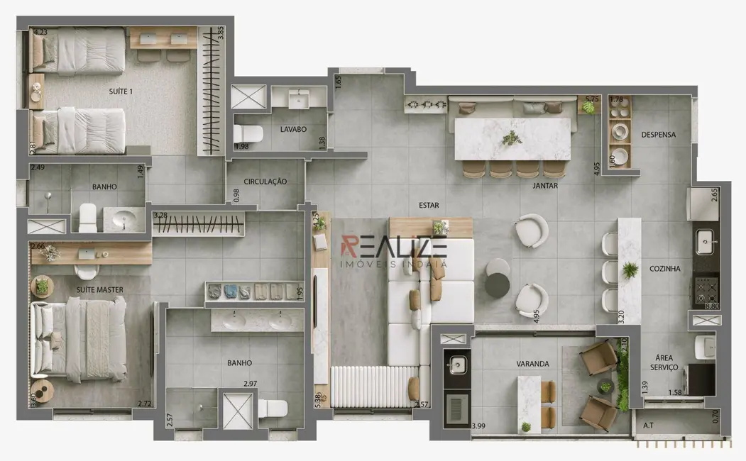 Foto 6 de Apartamento com 3 quartos à venda, 120m2 em Village Terras de Indaiá, Indaiatuba - SP