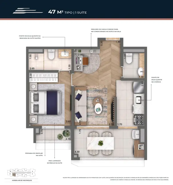 Apartamento com 1 quarto à venda, 47m2 em Vila Mariana, São Paulo - SP - imagem 8 Foto 8 de Apartamento com 1 quarto à venda, 47m2 em Vila Mariana, São Paulo - SP