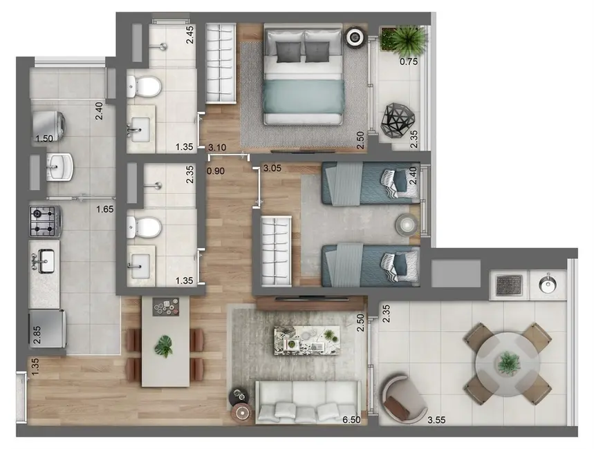 Apartamento com 2 quartos à venda, 70m2 em Perdizes, São Paulo - SP - imagem 9 Foto 9 de Apartamento com 2 quartos à venda, 70m2 em Perdizes, São Paulo - SP
