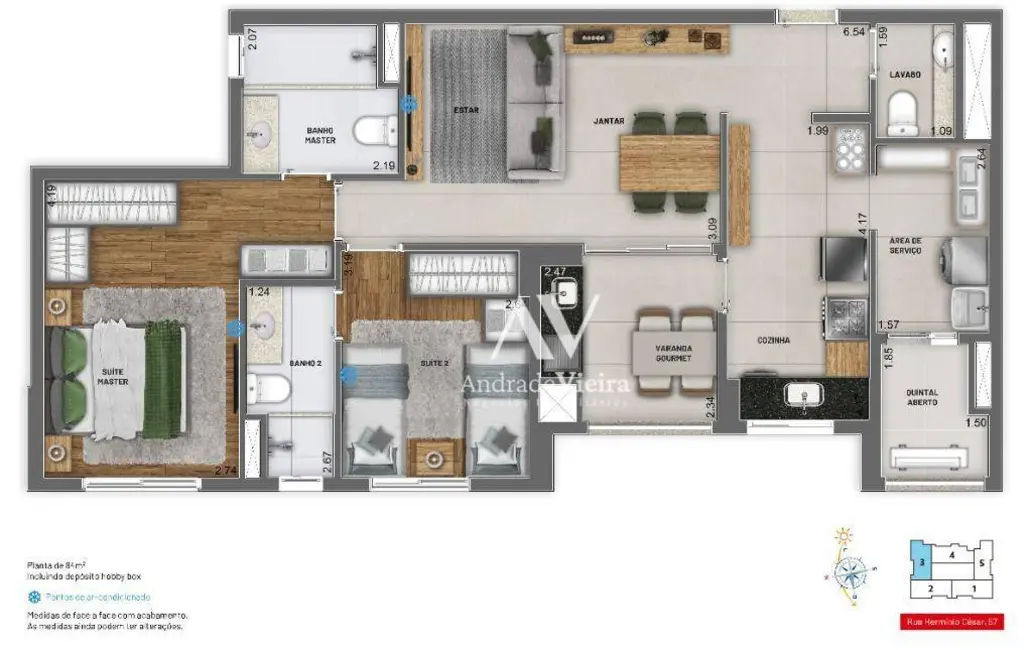 Apartamento com 2 quartos à venda, 84m2 em Jardim Proença, Campinas - SP - imagem 3 Foto 3 de Apartamento com 2 quartos à venda, 84m2 em Jardim Proença, Campinas - SP