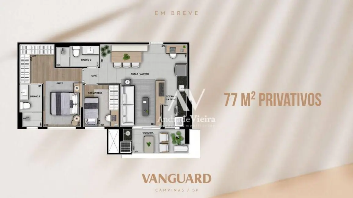 Foto 2 de Apartamento com 2 quartos à venda, 77m2 em Chácara da Barra, Campinas - SP