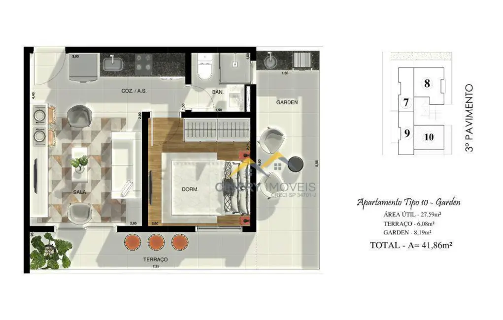 Apartamento com 1 quarto à venda, 35m2 em Penha de França, São Paulo - SP - imagem 3 Foto 3 de Apartamento com 1 quarto à venda, 35m2 em Penha de França, São Paulo - SP