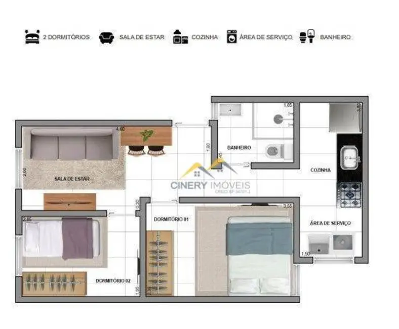 Apartamento com 2 quartos à venda, 45m2 em Parada XV de Novembro, São Paulo - SP - imagem 3 Foto 3 de Apartamento com 2 quartos à venda, 45m2 em Parada XV de Novembro, São Paulo - SP