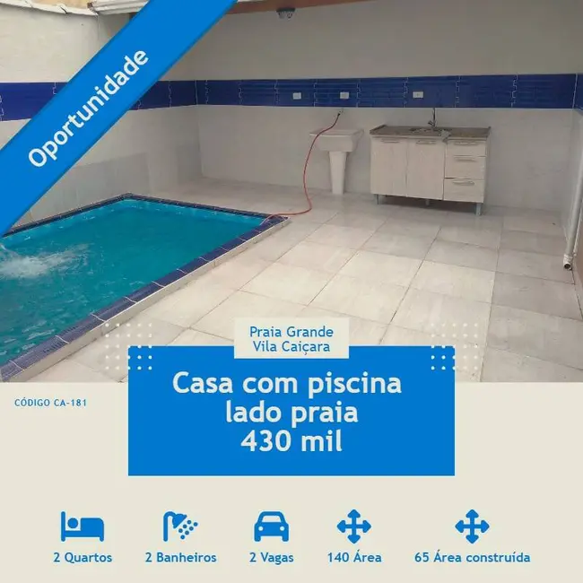 Casa com 2 quartos à venda, 75m2 em Caiçara, Praia Grande - SP - imagem 1 Foto 1 de Casa com 2 quartos à venda, 75m2 em Caiçara, Praia Grande - SP