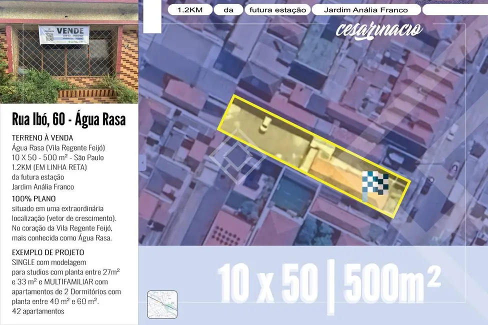 Terreno / Lote com 2 quartos à venda, 500m2 em Vila Regente Feijó, São Paulo - SP - imagem 2 Foto 2 de Terreno / Lote com 2 quartos à venda, 500m2 em Vila Regente Feijó, São Paulo - SP