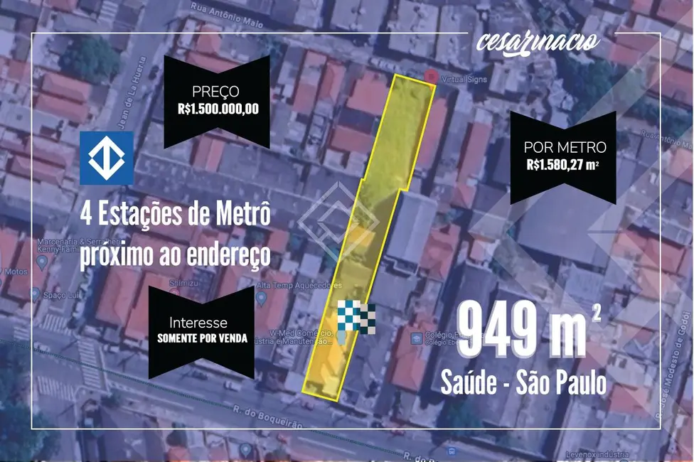 Foto 1 de Terreno / Lote com 2 quartos à venda, 949m2 em Saúde, São Paulo - SP