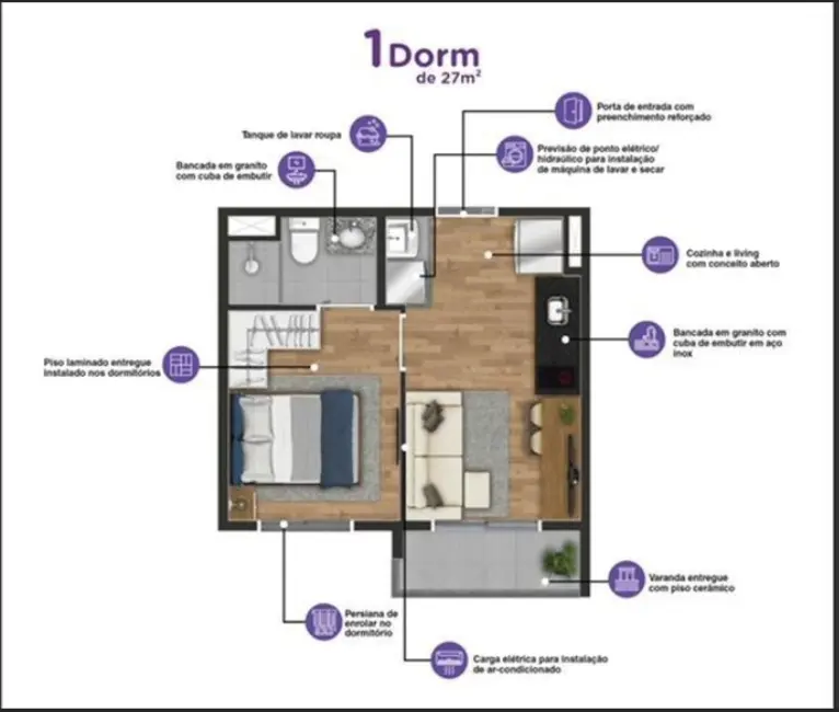 Foto 3 de Apartamento com 1 quarto à venda, 27m2 em Pinheiros, São Paulo - SP