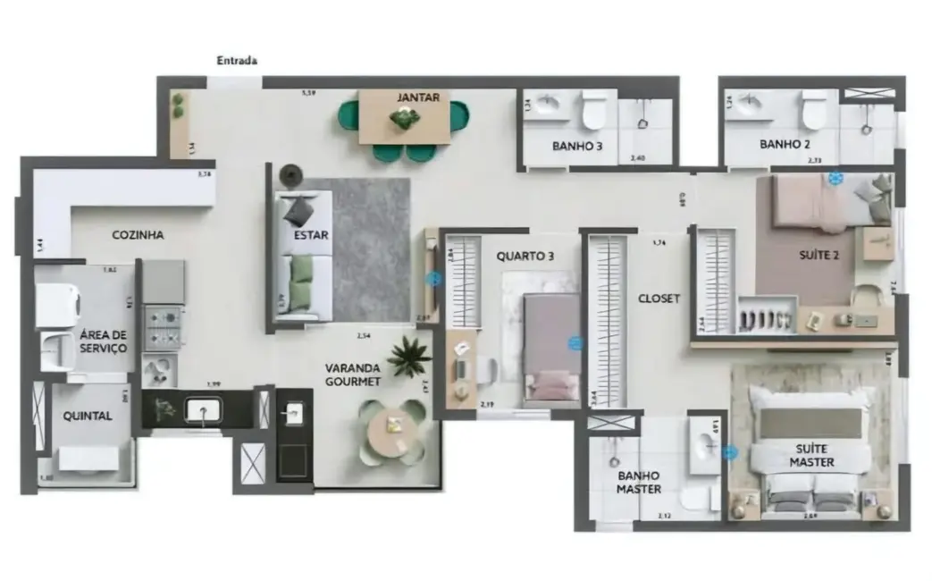 Foto 2 de Apartamento com 3 quartos à venda, 93m2 em Campestre, Santo Andre - SP