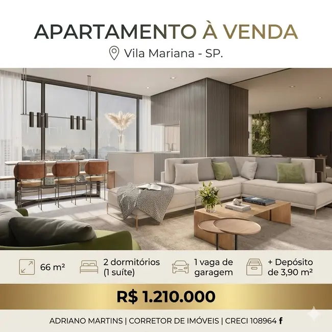 Foto 2 de Apartamento com 2 quartos à venda, 66m2 em Vila Mariana, São Paulo - SP
