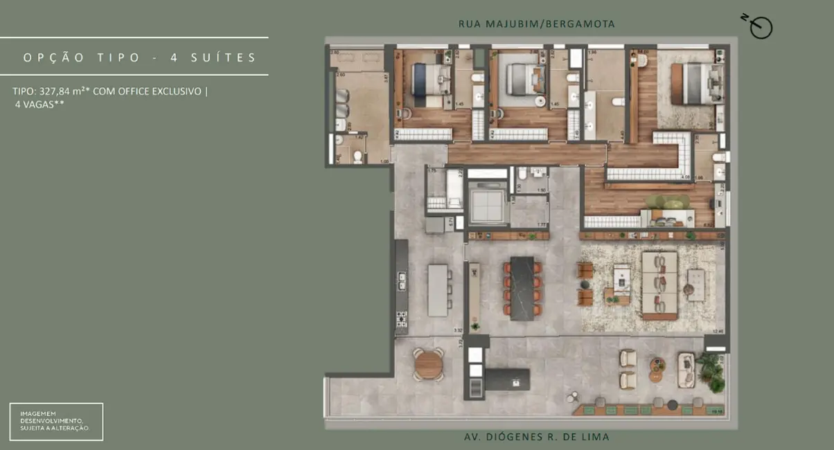 Foto 3 de Apartamento com 4 quartos à venda, 327m2 em Alto de Pinheiros, São Paulo - SP