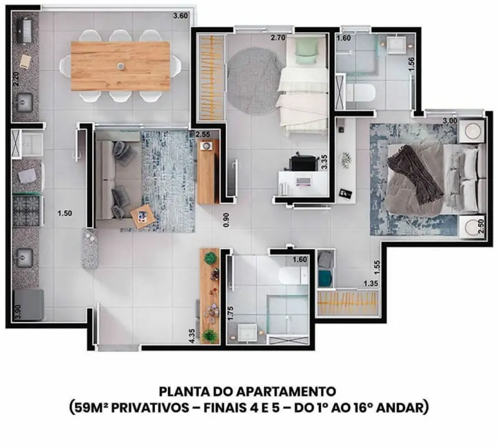 Foto 7 de Apartamento com 2 quartos à venda, 58m2 em Vila Espírito Santo, Sorocaba - SP