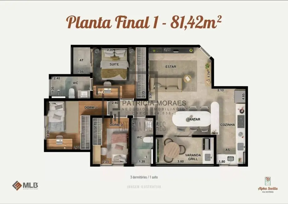 Foto 6 de Apartamento com 3 quartos à venda, 83m2 em Vila Colorau, Sorocaba - SP