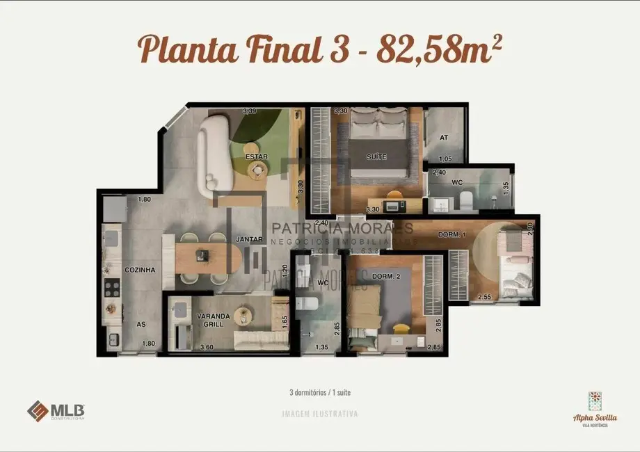 Foto 7 de Apartamento com 3 quartos à venda, 83m2 em Vila Colorau, Sorocaba - SP