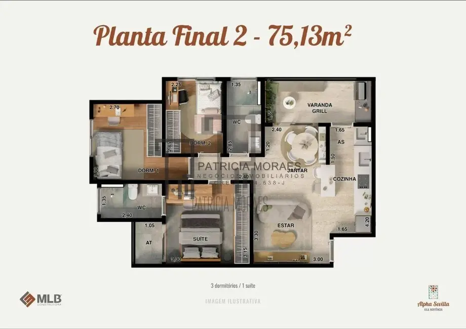 Foto 8 de Apartamento com 3 quartos à venda, 83m2 em Vila Colorau, Sorocaba - SP