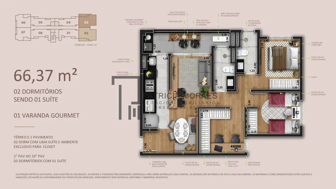 Apartamento com 3 quartos à venda, 66m2 em Além Ponte, Sorocaba - SP - imagem 8 Foto 8 de Apartamento com 3 quartos à venda, 66m2 em Além Ponte, Sorocaba - SP