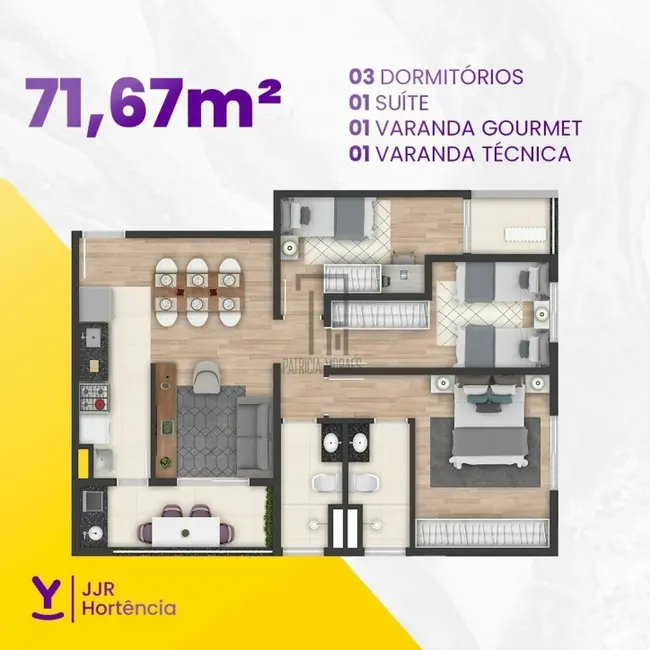 Foto 3 de Apartamento com 3 quartos à venda, 72m2 em Vila Hortência, Sorocaba - SP
