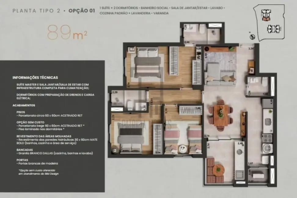 Foto 2 de Apartamento com 3 quartos à venda, 89m2 em Parque Morumbi, Votorantim - SP