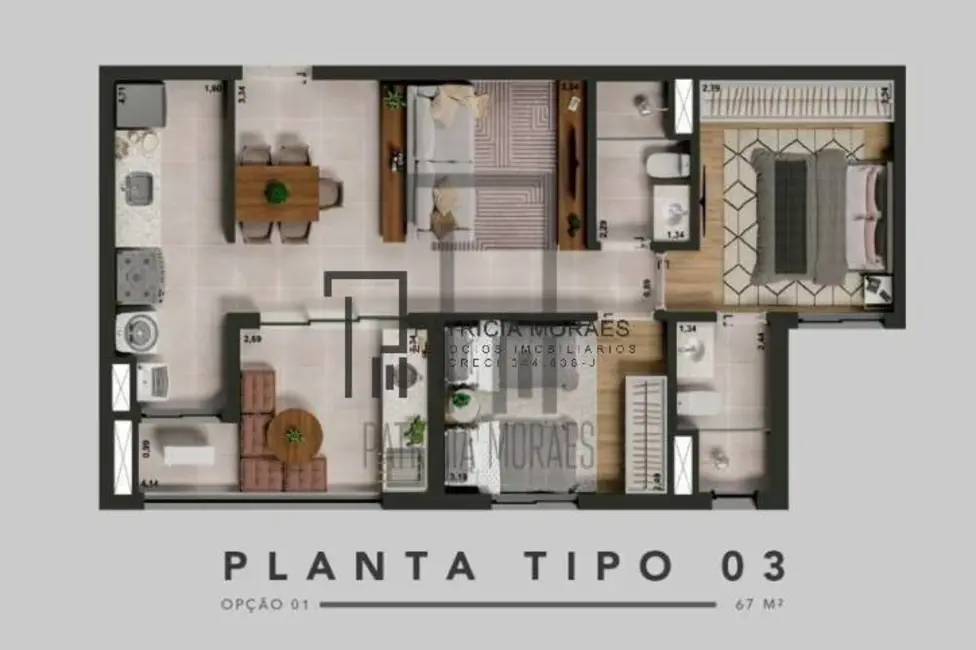 Foto 3 de Apartamento com 2 quartos à venda, 67m2 em Votorantim - SP
